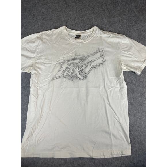 VINTAGE Fox T Shirt Mens XL White Graphic Short Sleeve Tee Motocross Racing Y2K - Picture 1 of 5